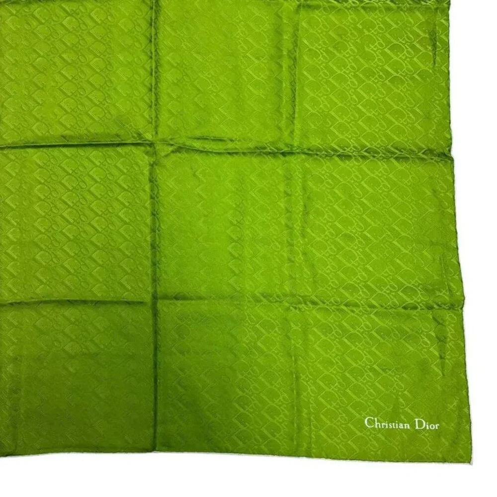 Dior Christian Scarf Silk All Over Pattern Green